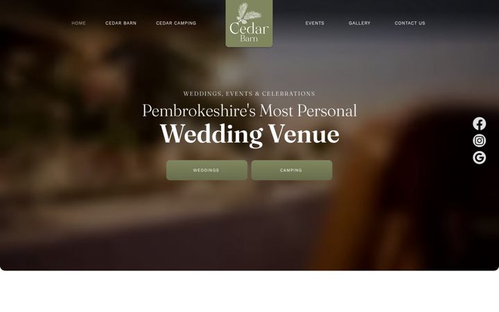 Screenshot of cedarcamping.co.uk
