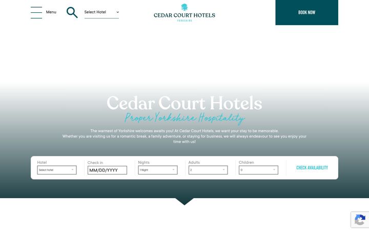Screenshot of cedarcourthotels.co.uk