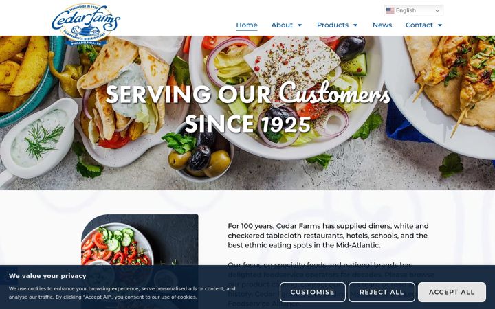 Screenshot of cedarfarms.com