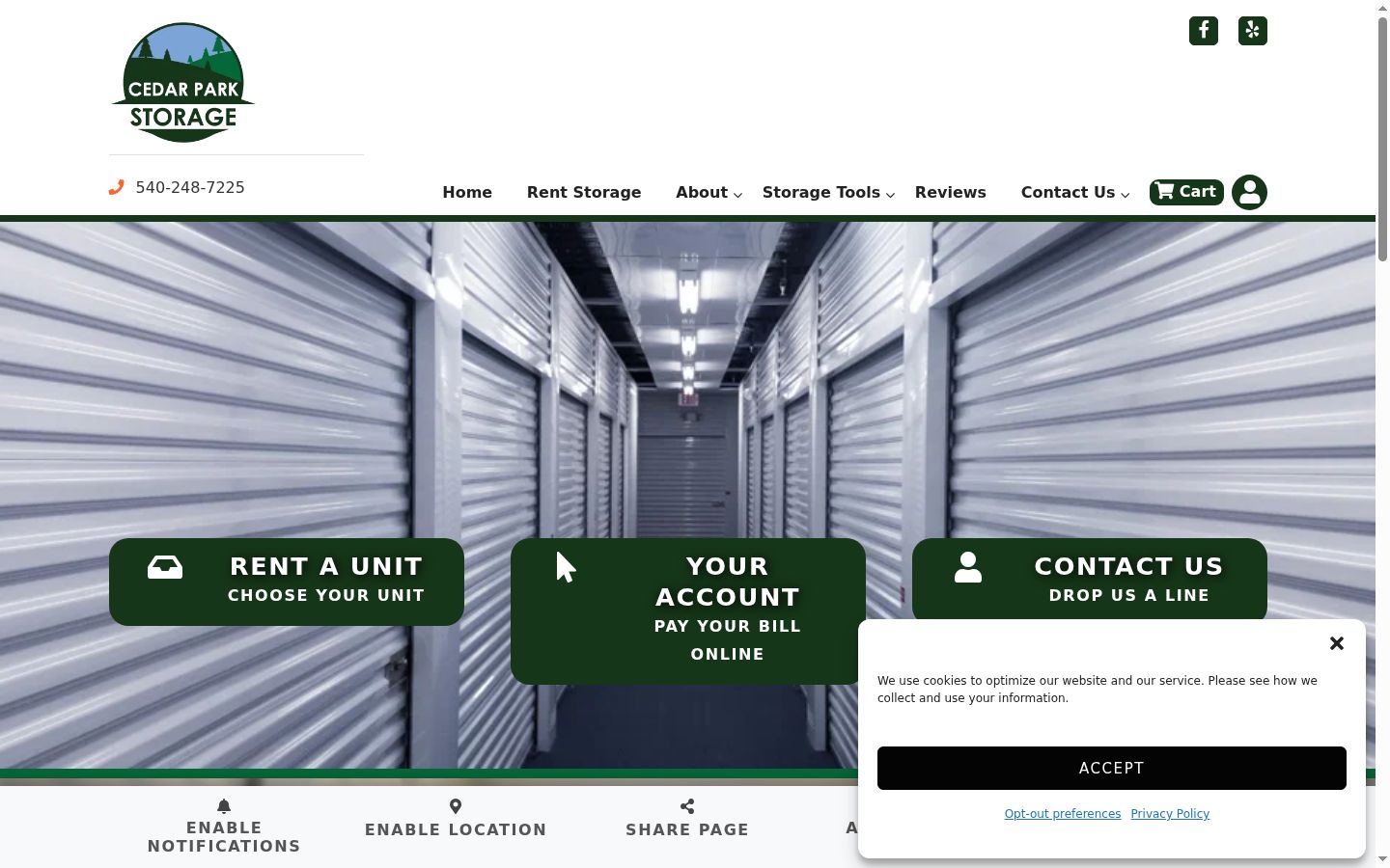 Screenshot of the consent banner shown before any interaction