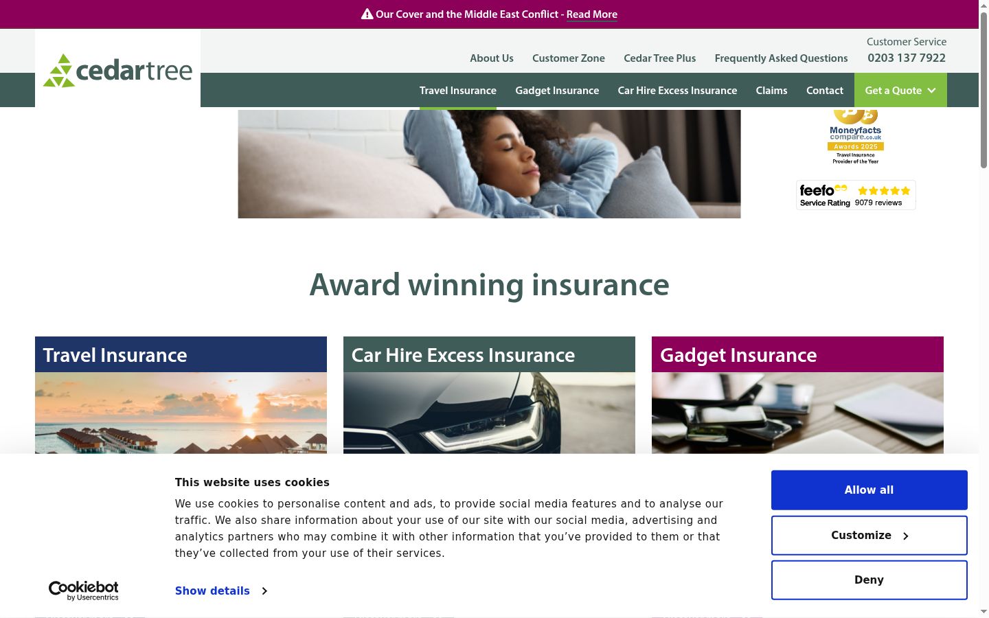 Screenshot of the consent banner shown before any interaction