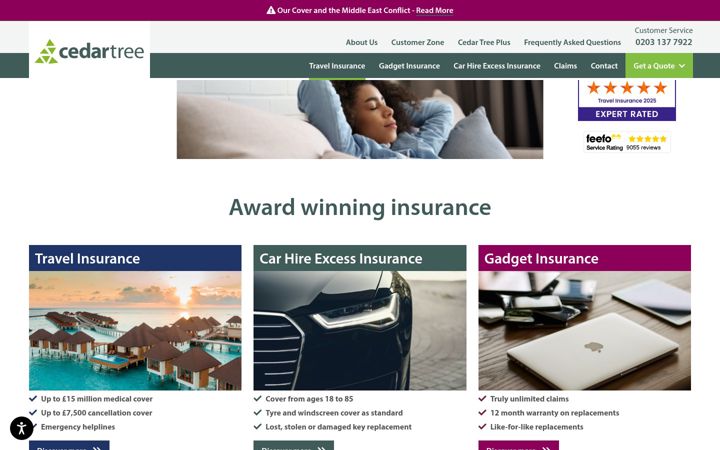 Screenshot of cedartreeinsurance.com