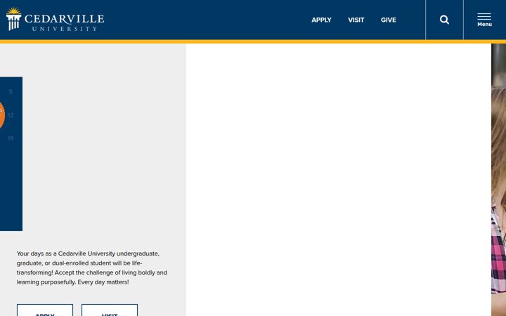 Screenshot of cedarville.edu