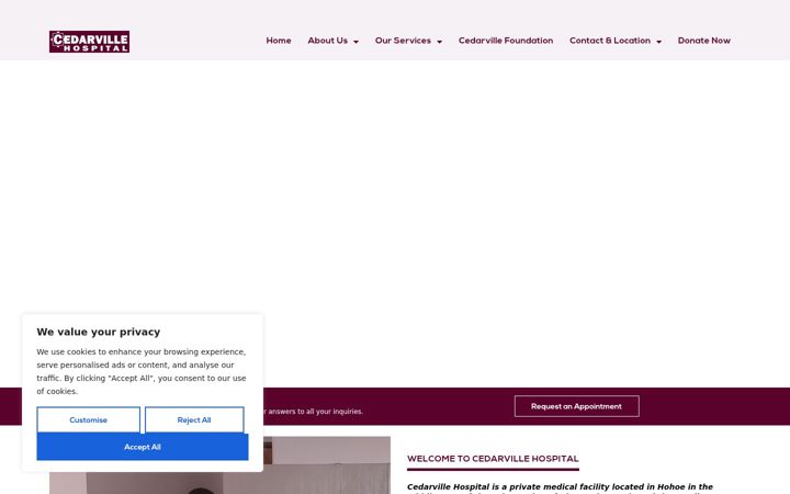 Screenshot of cedarvillehospital.com