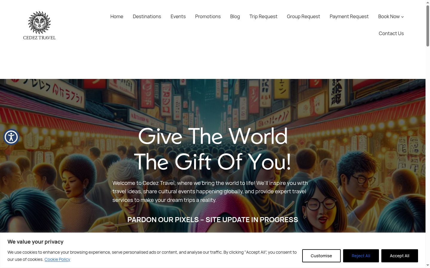 Screenshot of the consent banner shown before any interaction