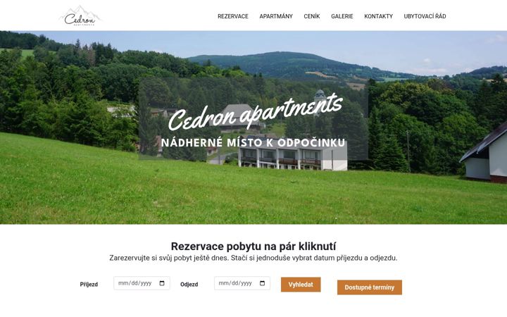 Ekrano kopija cedronapartments.cz