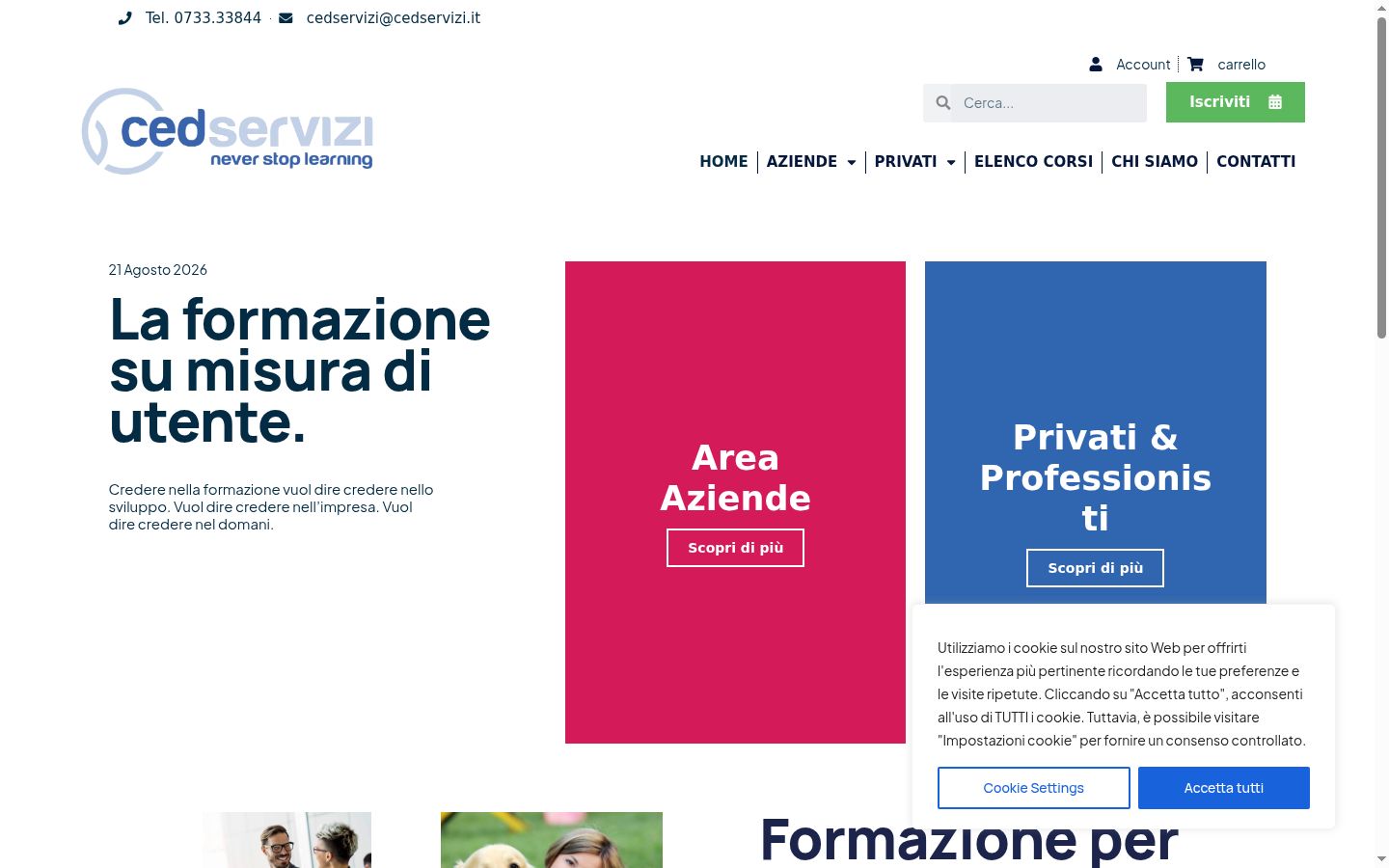Screenshot del banner di consenso mostrato prima di qualsiasi interazione