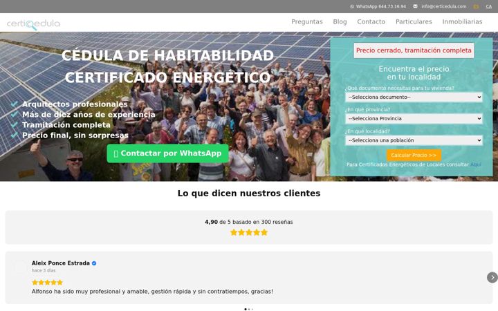 Captura de pantalla de cedulahabitabilidadprecio.es