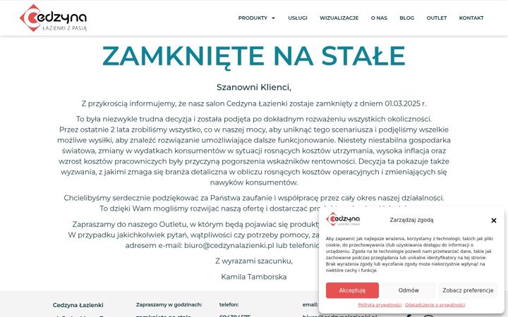 Captură de ecran a cedzynalazienki.pl
