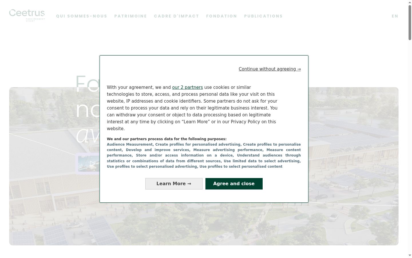 Screenshot of the consent banner shown before any interaction