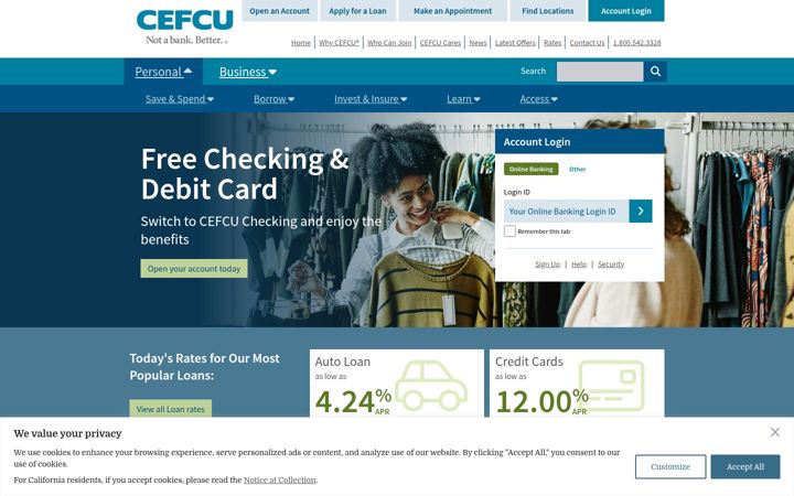 Screenshot of cefcu.com