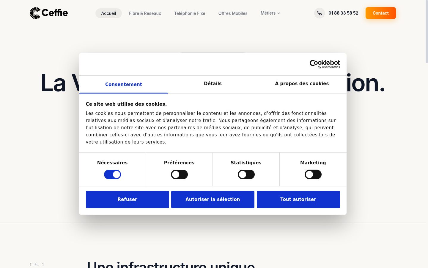Screenshot of the consent banner shown before any interaction