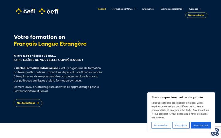 Skærmbillede af cefi-formation.fr