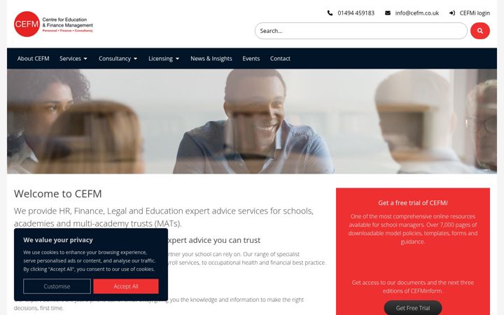 Screenshot von cefm.co.uk