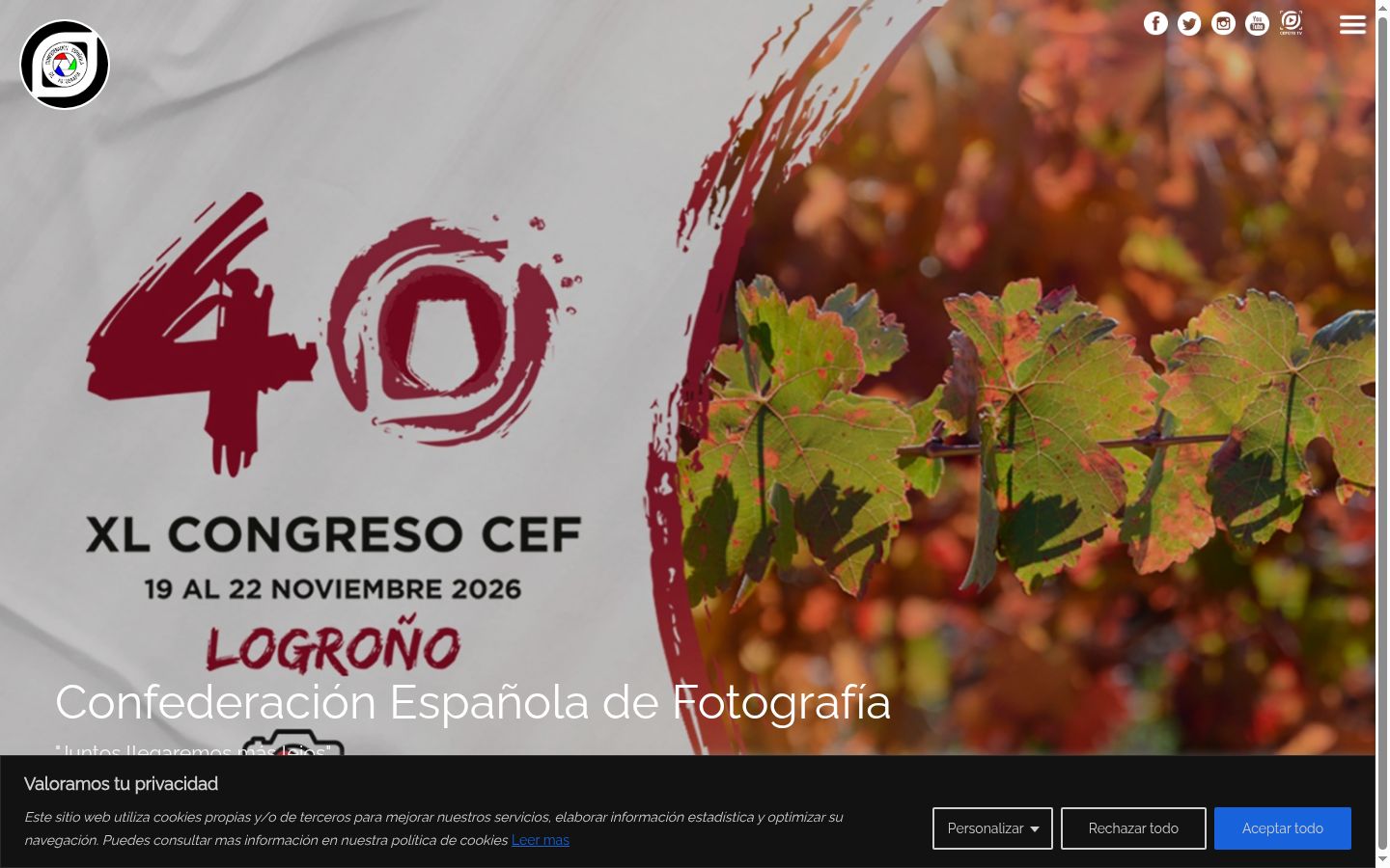 Captura de ecrã do banner de consentimento apresentado antes de qualquer interação