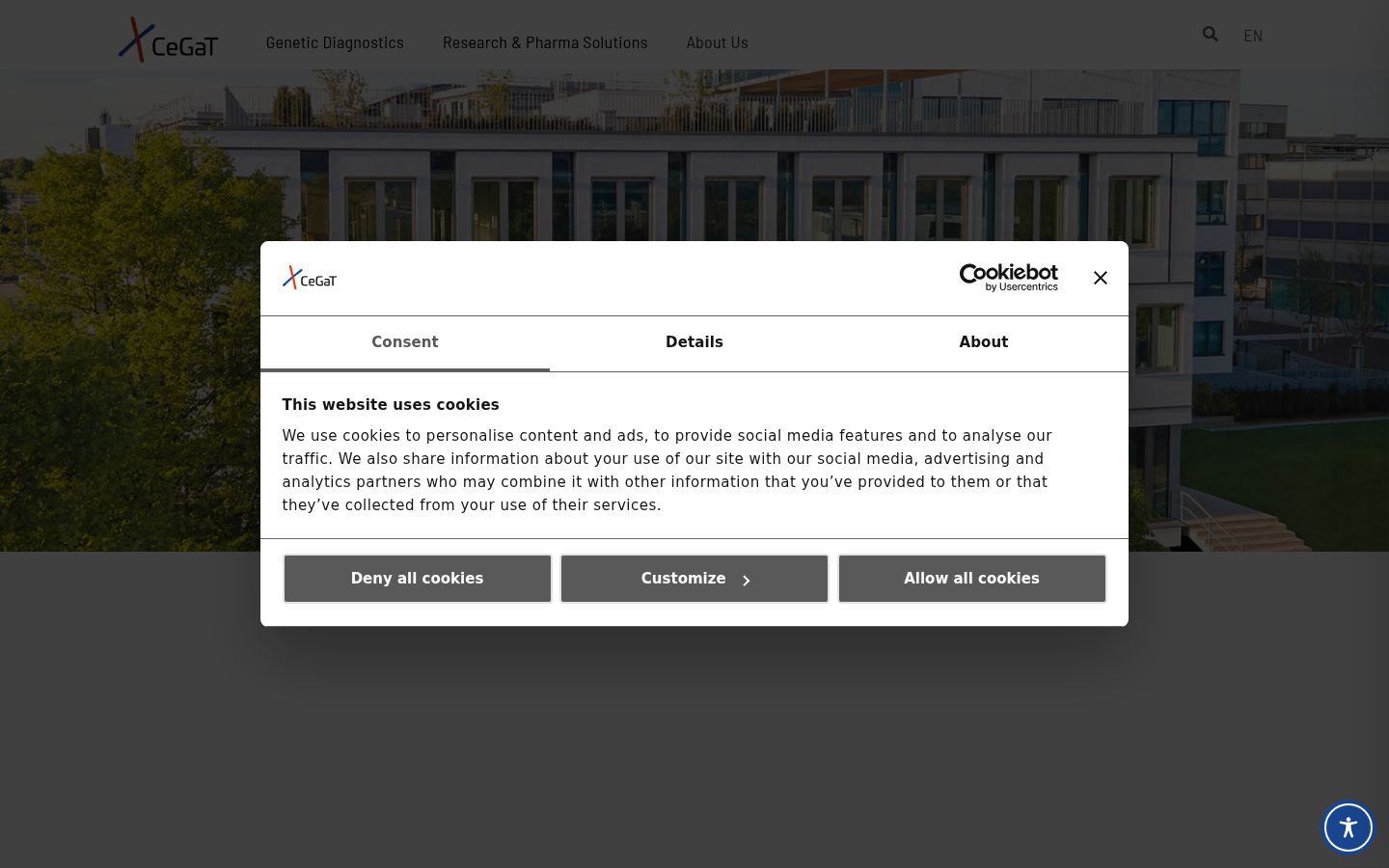 Captura de ecrã do banner de consentimento apresentado antes de qualquer interação