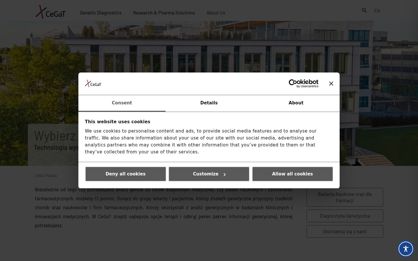 Capture d'écran de la bannière de consentement affichée avant toute interaction