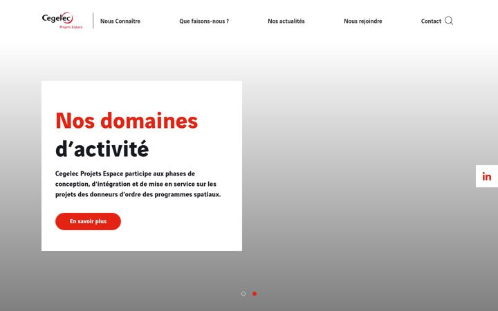 Screenshot of cegelec-projets-espace.com