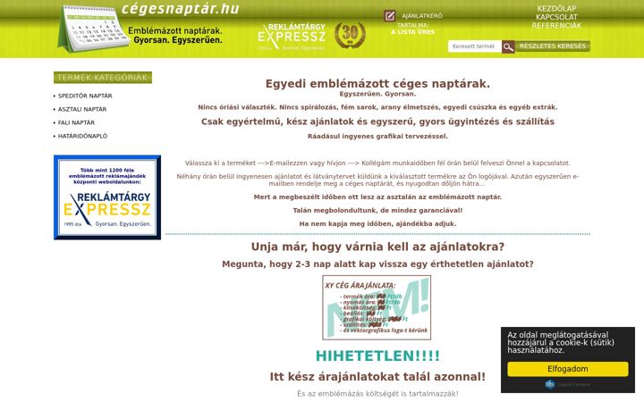 Screenshot ta' cegesnaptar.hu