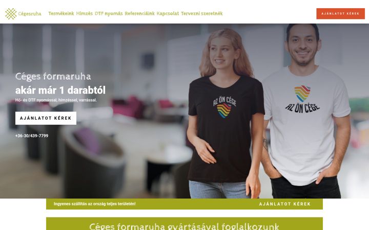 Screenshot ta' cegesruha.hu