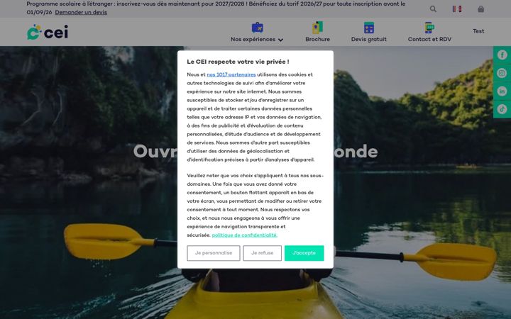 Skjermbilde av cei-voyage.fr