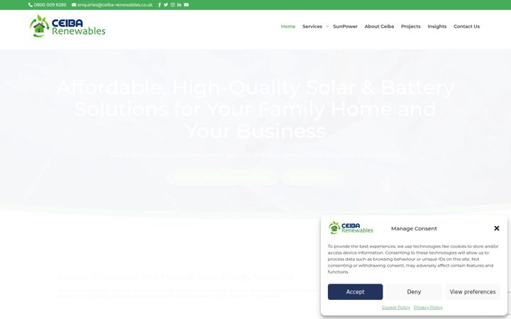Screenshot von ceiba-renewables.co.uk