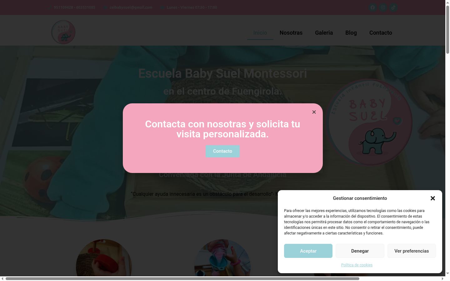 Screenshot of the consent banner shown before any interaction