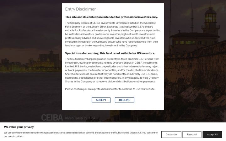 Screenshot of ceibainvest.com