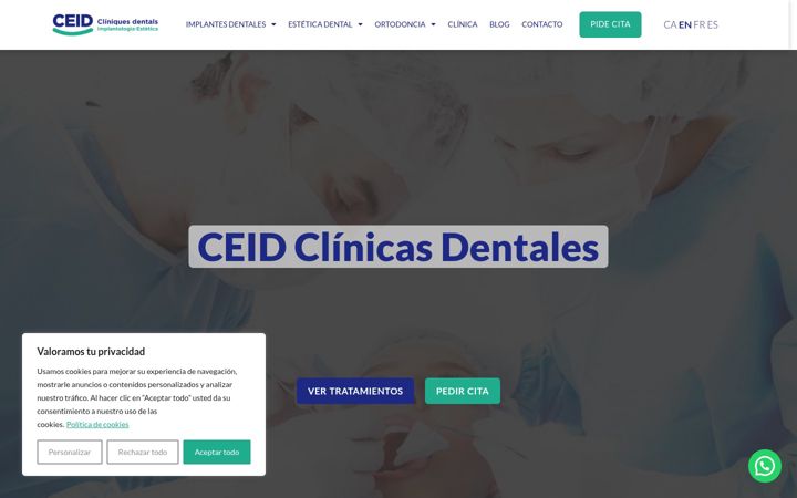 Snímek obrazovky ceidclinicasdentales.es