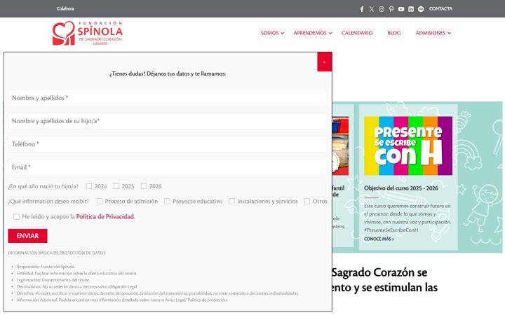 Posnetek zaslona ceisagradocorazonlinares.es