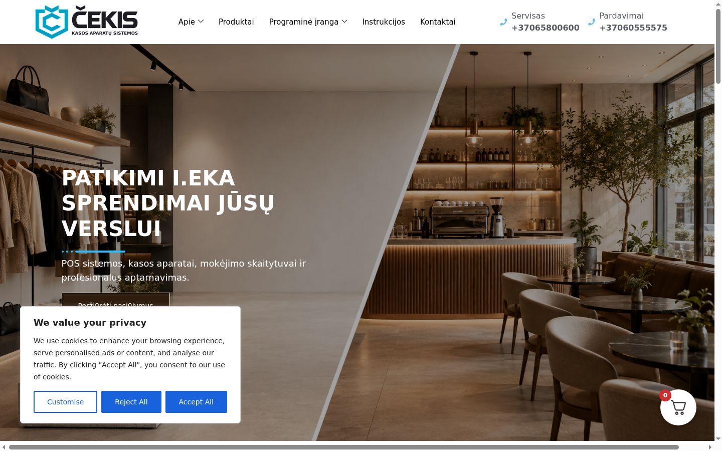Sutikimo reklamjuostės, rodytos prieš bet kokią sąveiką, ekrano kopija