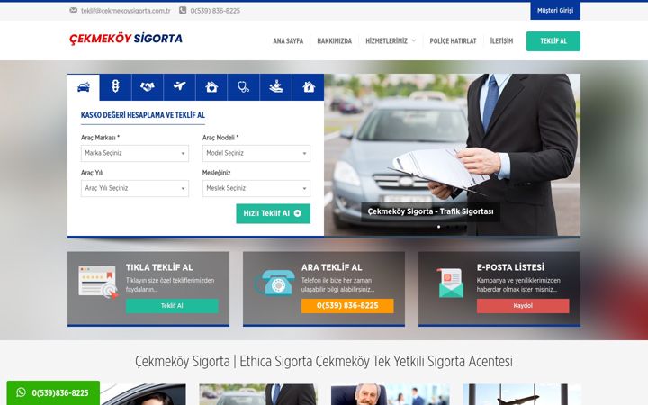 Kuvakaappaus sivustosta cekmekoysigorta.com.tr