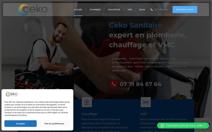 Screenshot stránky ceko-sanitaire.fr