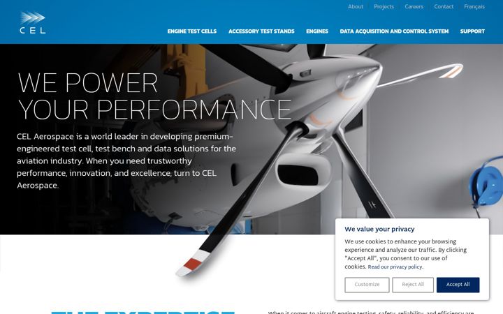 Screenshot of cel-aerospace.com