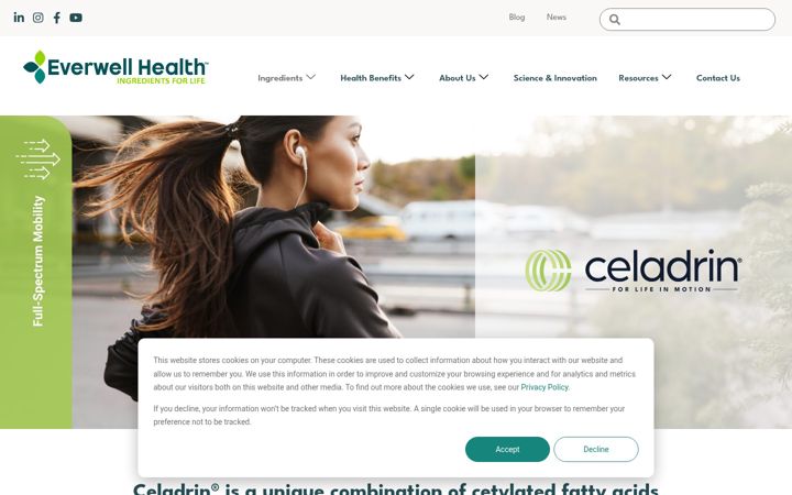 Screenshot of celadrin.com