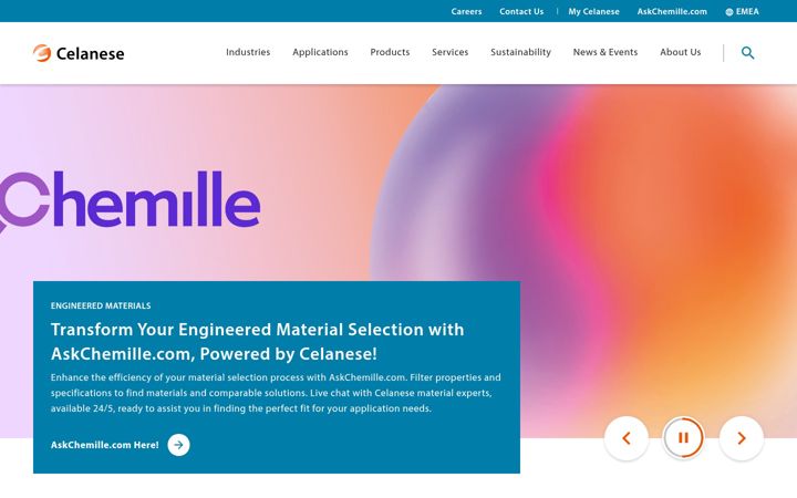 Screenshot of celanese.com
