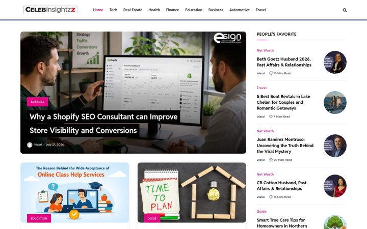 Screenshot of celebinsightz.com
