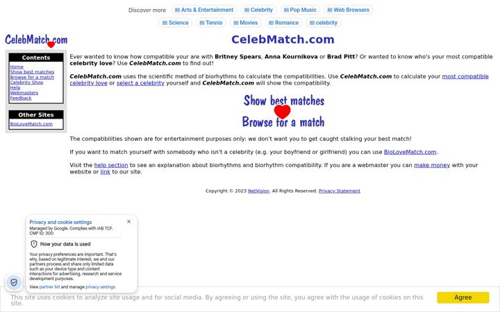 Screenshot of celebmatch.com