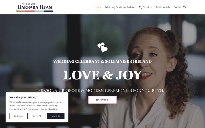 Ekrano kopija celebrantbarbararyan.ie