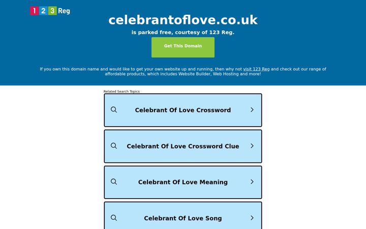 Captura de pantalla de celebrantoflove.co.uk