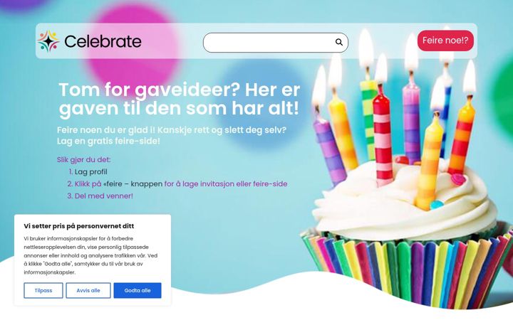 Screenshot ta' celebrate.no