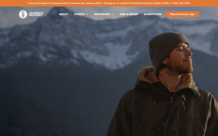 Screenshot of celebraterecovery.com