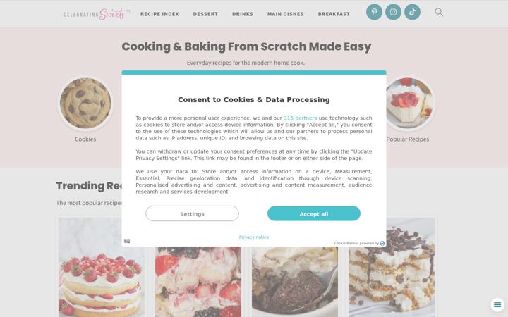 Screenshot of celebratingsweets.com