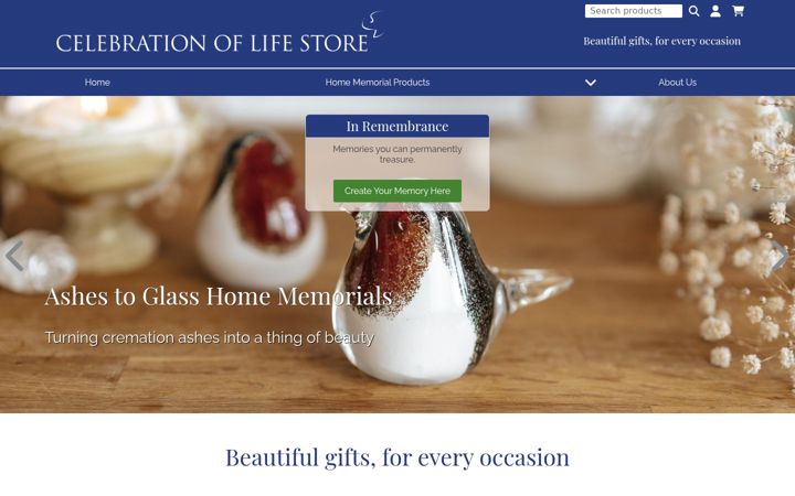 Screenshot of celebrationoflifestore.co.uk