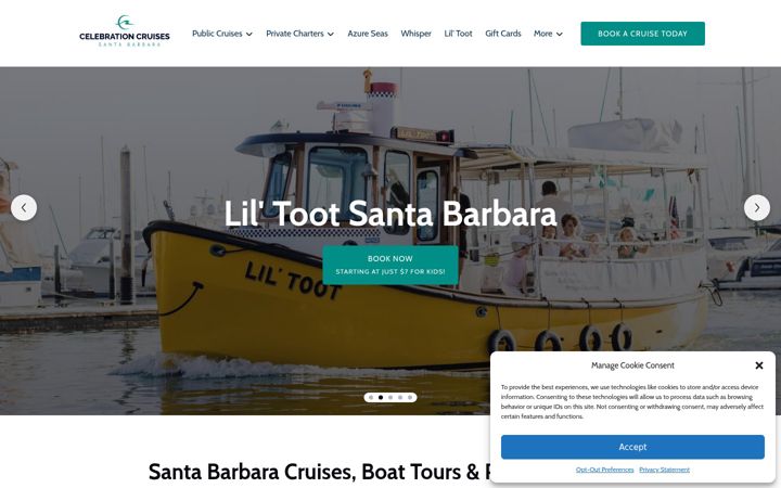 Screenshot of celebrationsantabarbara.com
