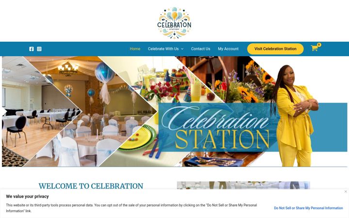 Screenshot of celebrationstationevents.com