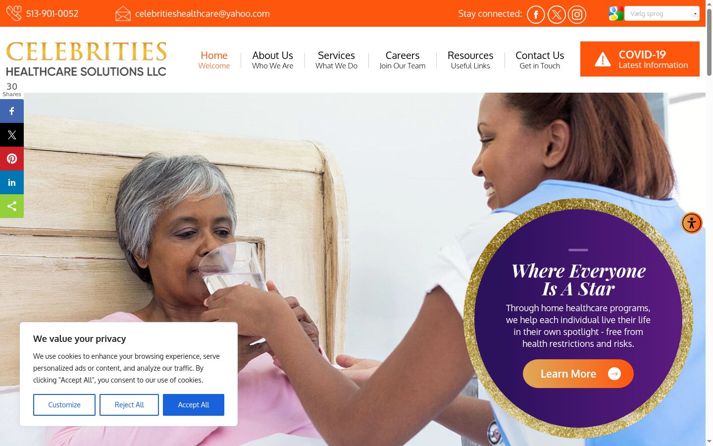 Screenshot of the consent banner shown before any interaction