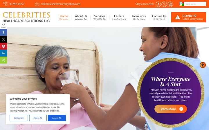 Screenshot of celebritieshealthcare.com