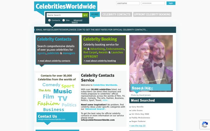 Screenshot of celebritiesworldwide.com