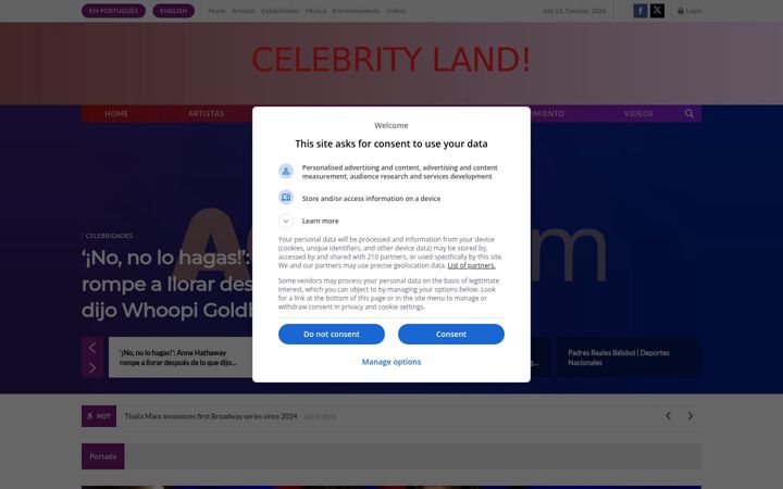 Screenshot of celebrity.land